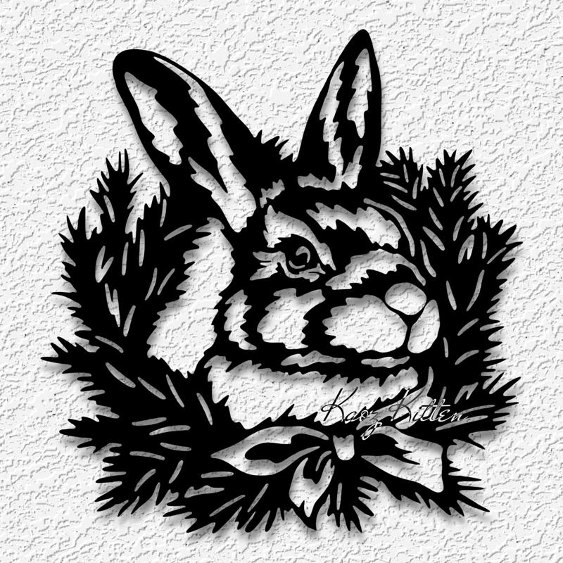 bunny in wreath wall art country home decor