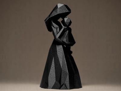 Geometric Mother and Child Figurine   