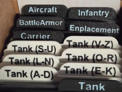 Battletech Support (Asset) divider cards