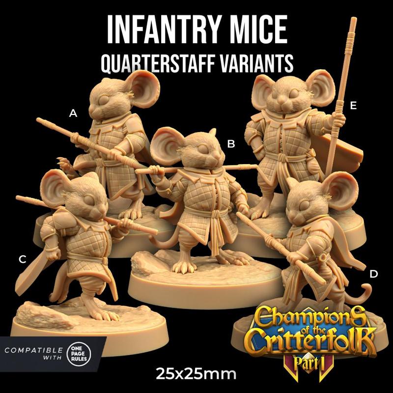 Infantry Mice with Quarterstaff