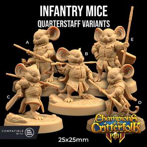 Infantry Mice with Quarterstaff