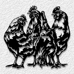 four hens wall art country chickens home decor