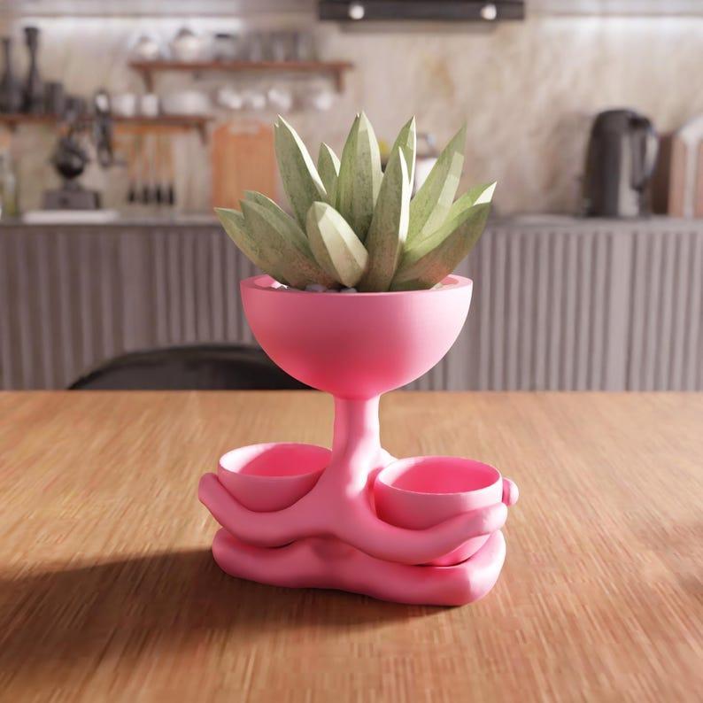 3D Sitting Desk Planter STL File - Unique Gift for Her, Small Indoor Planter, Modern Desk Planter, 3D Printable Plant Pot, Home Decor
