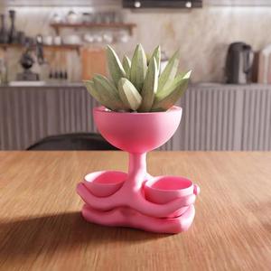 3D Sitting Desk Planter STL File - Unique Gift for Her, Small Indoor Planter, Modern Desk Planter, 3D Printable Plant Pot, Home Decor