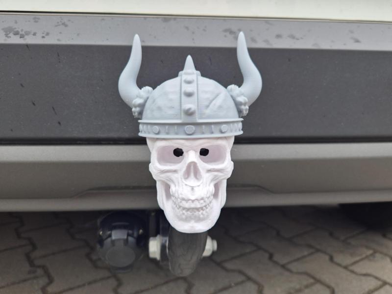 Skull with Viking helmet Hitch ball cover