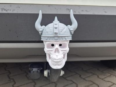 Skull with Viking helmet Hitch ball cover