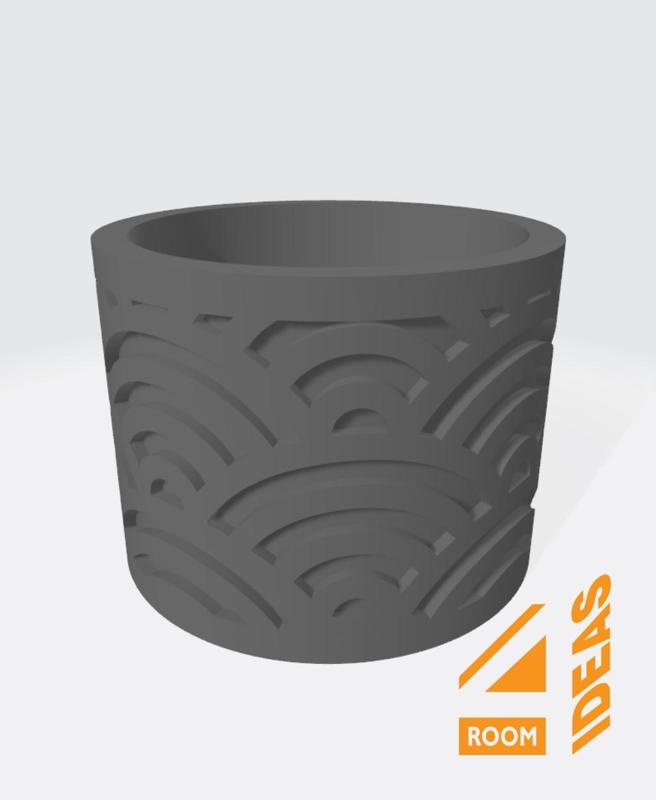 Succulent Planter Japanese Style - Waves/Seigaiha V1