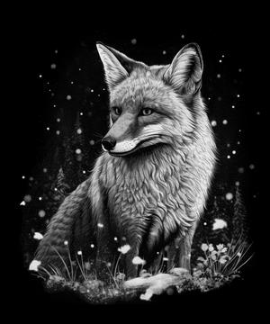 Monochromatic Hueforge Fox - 3d Wall Art Design in black and white
