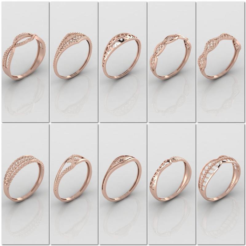 100 Files - Women Ring Womens Rings Plain Models  STL 3DM 3D Model Collection