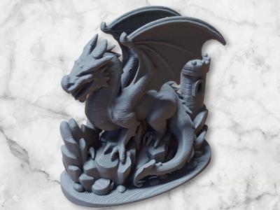 Majestic Dragon with Castle Ruins