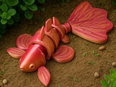 Cute Articulated Goldfish Toy in Red and Gold
