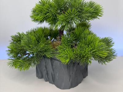 plant pot with wood and stone look