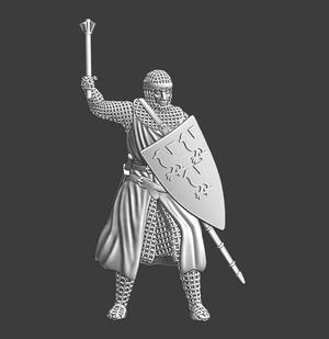 Medieval crusader knight with mace