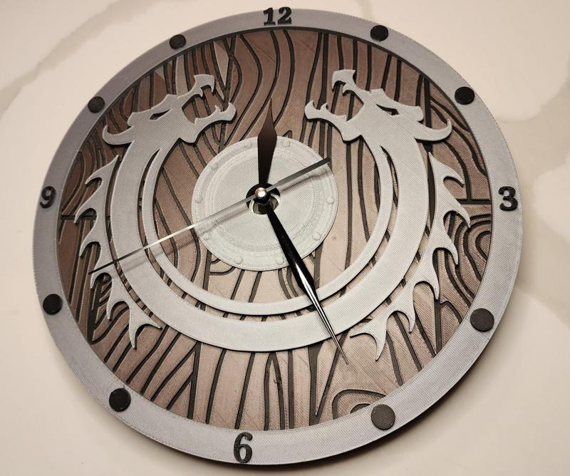 Nerdy Clocks - Draconic Shield (easy multicolor printing!)
