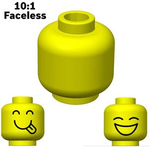 Head Faceless for Lego-like Minifigure (10:1 scale)