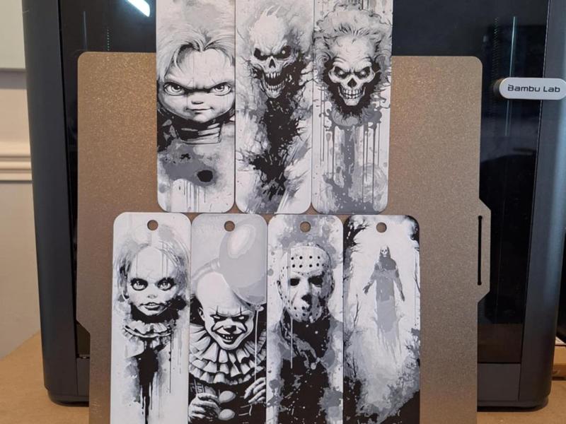 Set of 7 Horror bookmarks - 2 colours