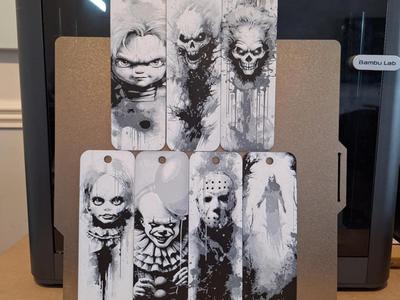Set of 7 Horror bookmarks - 2 colours