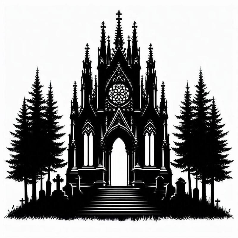 Set of fantasy neo gothic architecture pictures