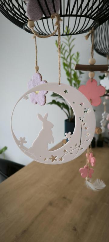  Easter Bunny Floral Moon Wreath