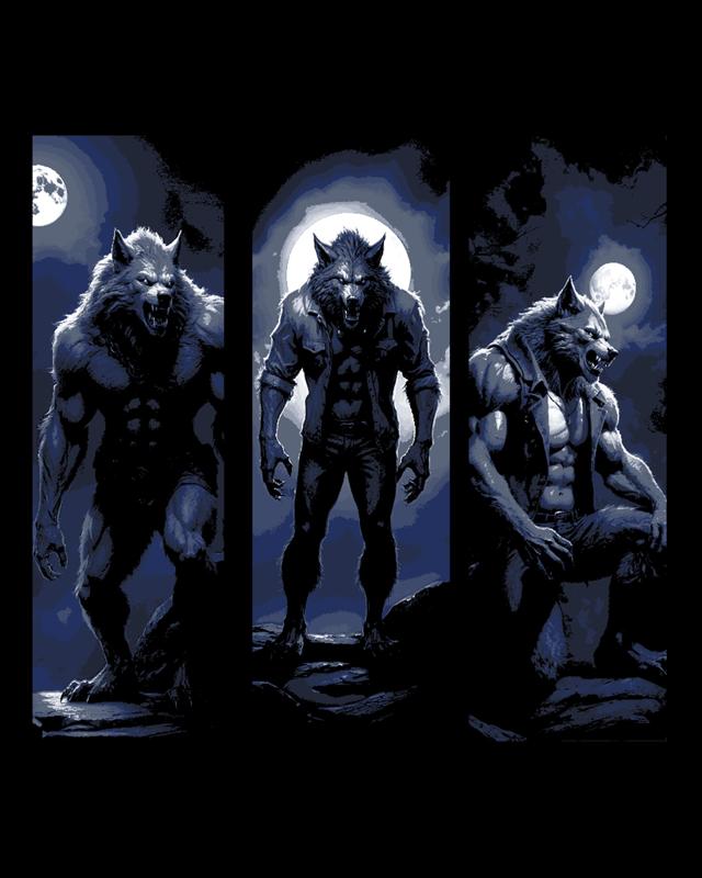 The moonlight betrays the werewolf's location - Set of bookmarks