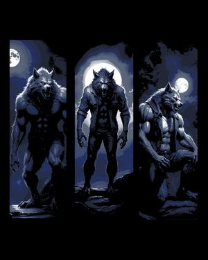 The moonlight betrays the werewolf's location - Set of bookmarks
