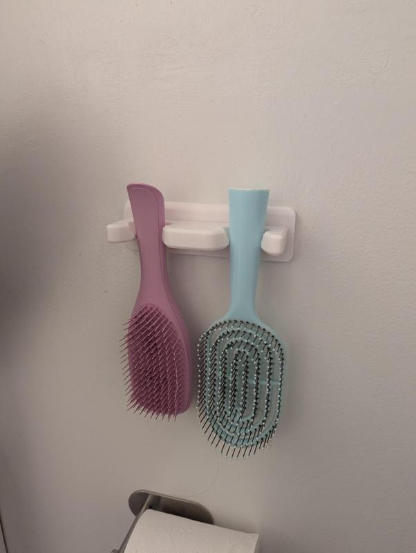 2 Parts Dual Hairbrush holder with 3M Command Strip