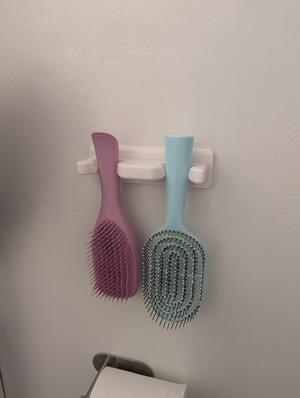 2 Parts Dual Hairbrush holder with 3M Command Strip