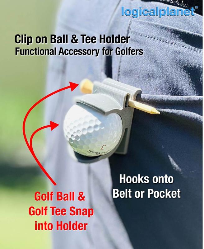 Clip-on Ball and Tee Holder for Golfers