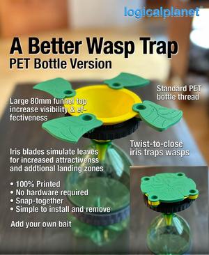 A Better Wasp Trap (PET Bottle Version) – Twist-to-Close, Leaf-Style Iris