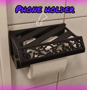 Toilet Paper Holder with Phone Shelf (no support version available too)