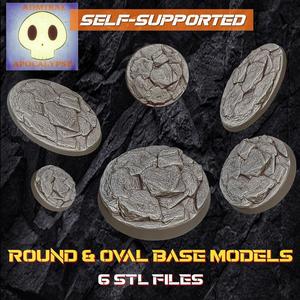 Rock ground Base Set 3 (6 different base sizes + Round and Oval models)