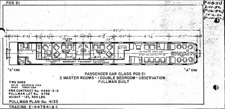 PRR POS21 Interior for Rivarossi Observation Car