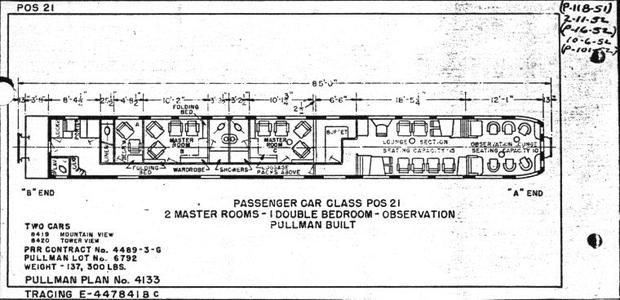 PRR POS21 Interior for Rivarossi Observation Car