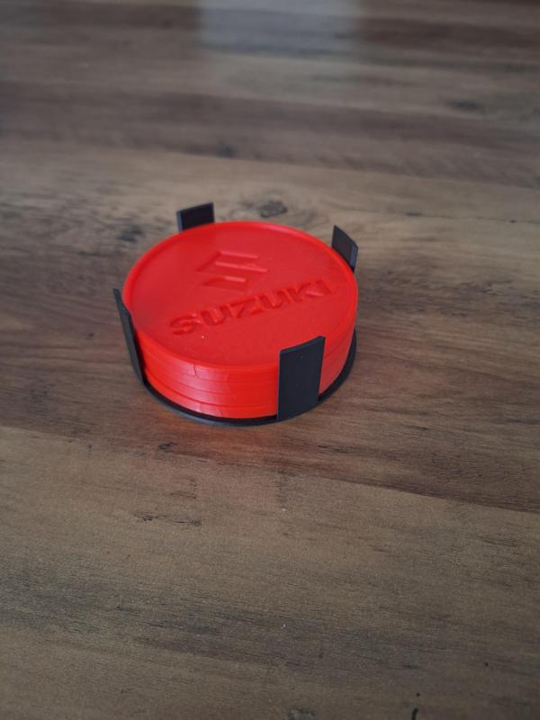 Suzuki motorcycle cup coaster with holder