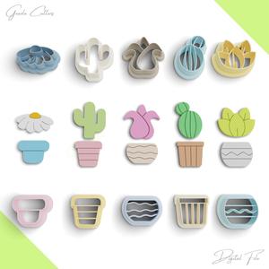 Indoor Potted Plants Polymer Clay Cutter Pack, 10 Models, 2 Cutter Version, 5 Size, No: 1140