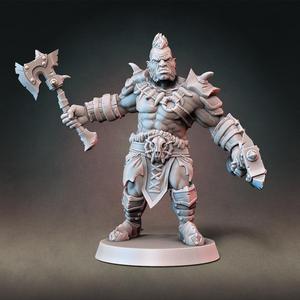Half-orc Barbarian Type A w/ Modular Hands + 4 Weapons (Presupported)