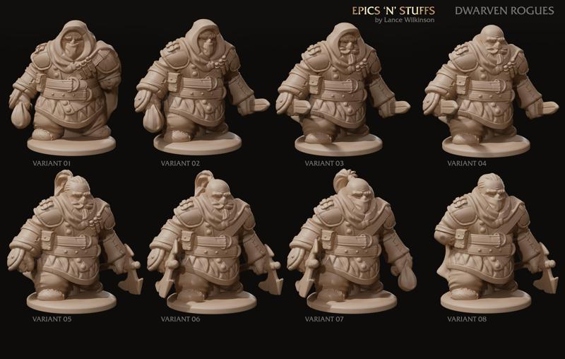 8 x Dwarven Rogue Miniatures - pre-supported