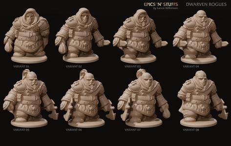 8 x Dwarven Rogue Miniatures - pre-supported