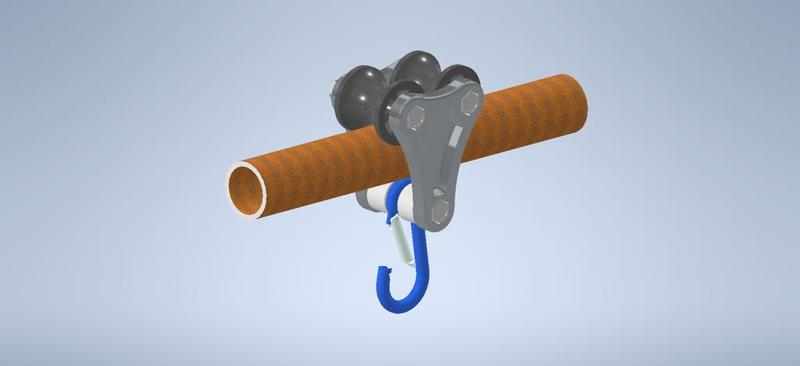 Hanging trolley for 1" pipe