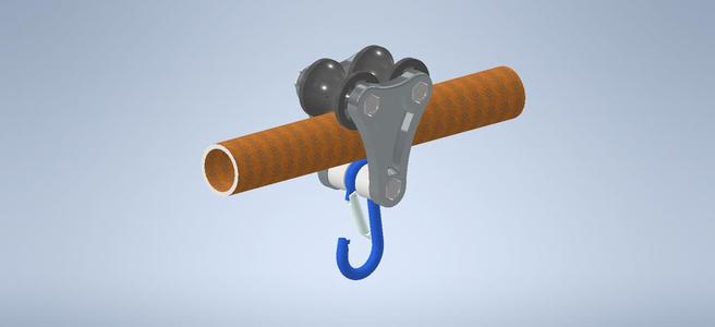 Hanging trolley for 1" pipe