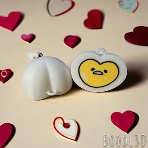 Heart-Shaped Lazy Egg Keychain Pair with Magnet
