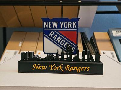 New York Rangers with skyline of New York NHL