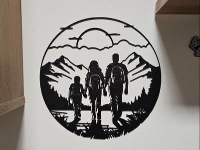 family hiking Wandbild