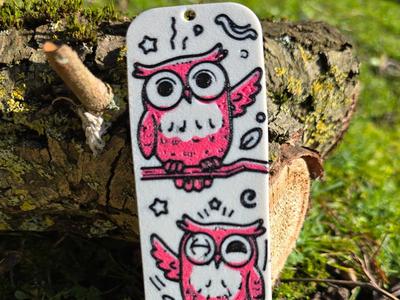 Triple Pink Owl Bookmark