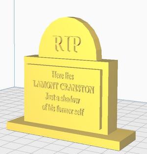 Tombstone with Lamont Cranston epitaph