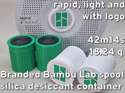 Branded Bambu Lab spool silica desiccant container