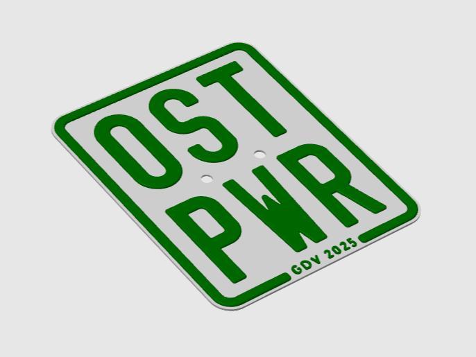 OST PWR - License Plate for Mopeds, Mofas, and Scooters