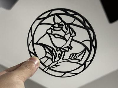 Beauty and the Beast Stained Glass Rose Coaster