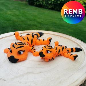 Flexi Tiger Remb Studios, STL file for 3D printing, STL print files, Print in Place