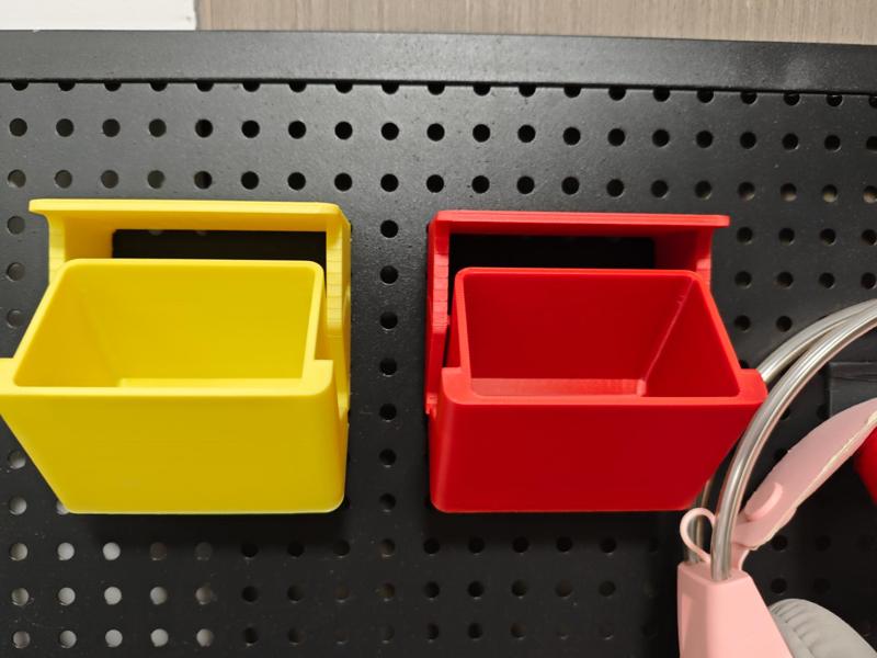 Tilted Drawer for Pegboard with Round Holes